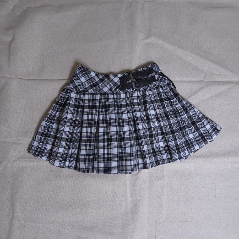 Zara Kids Black and White Plaid Skirt